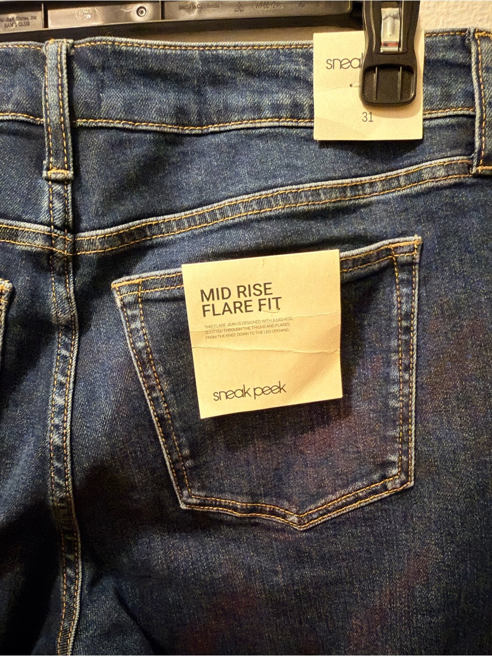 NWT Sneak Peak Women’s Dark Blue Mid Rise Flare Jeans Size 31 - Picture 5 of 7